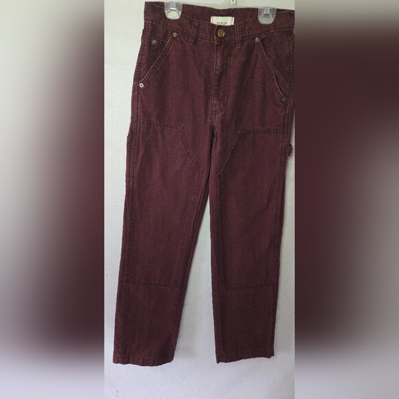 Urban Outfitters BDG Burgundy Cargo Carpenter Baggy Jeans Women's 24 - Picture 1 of 11